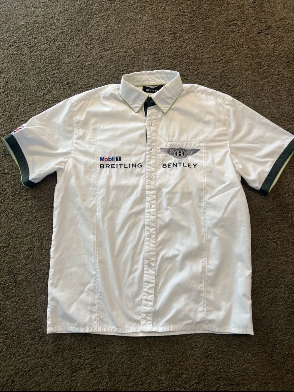 Bentley Breitling Mobil 1 Motorsport Team Shirt White S Button Up RARE